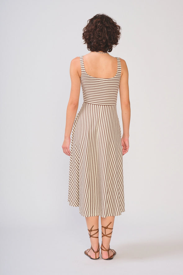 Audrey Dress Mocha Striped