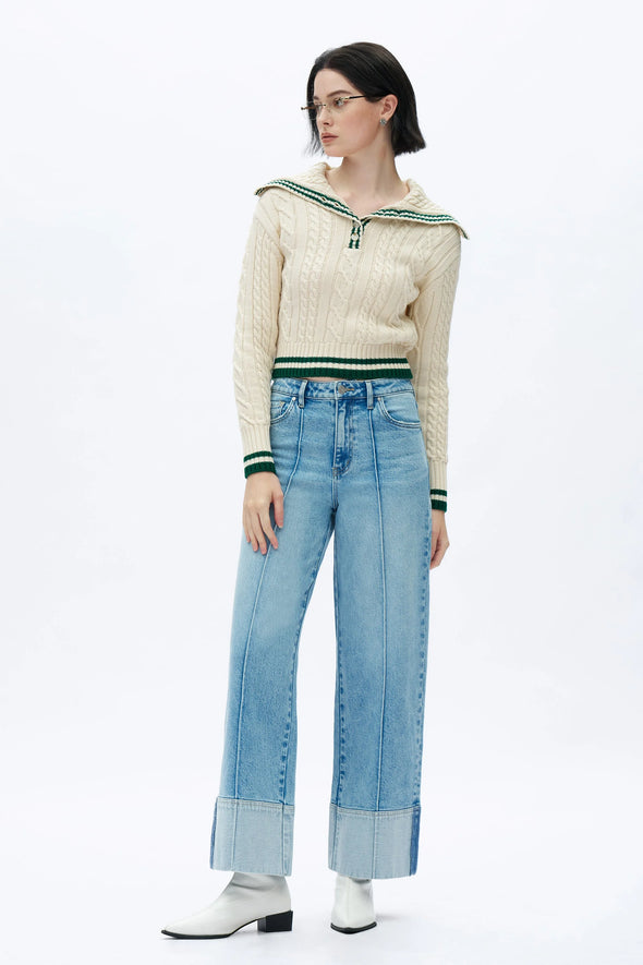 High Rise Wide Leg Jeans in Light Blue