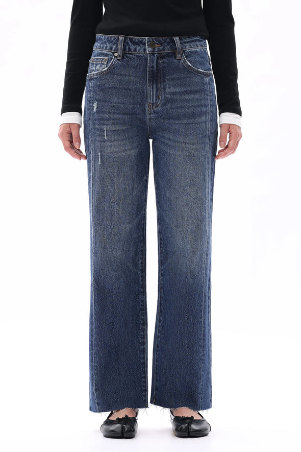 High Rise Straight Leg Jeans in Vintage Dark Blue