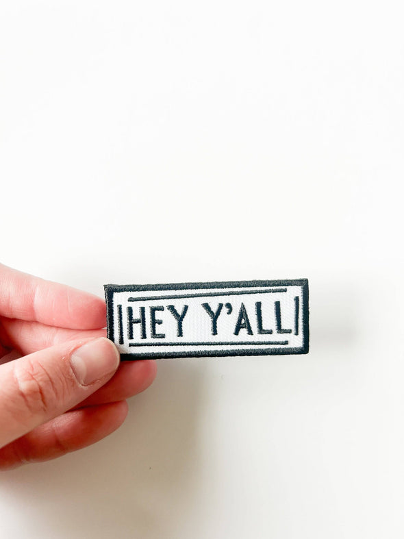 Hey Y'all Embroidered Iron-on Patch for Hats, Clothing, Bags