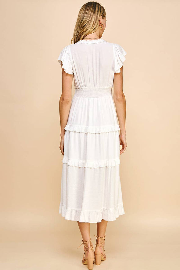 Ruffled Tea Length Dress