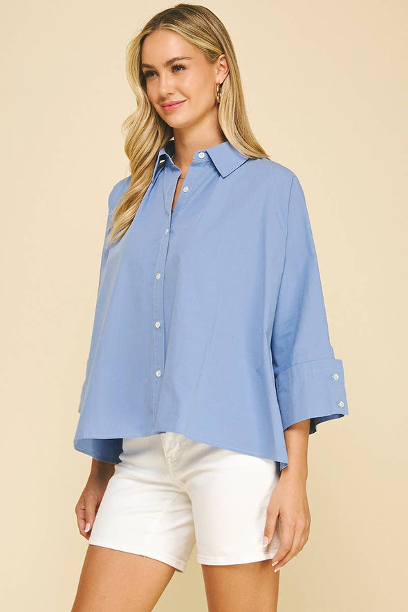 SOLID BUTTON DOWN SHIRT