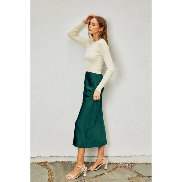 Going Out Pull On Maxi Skirt Dark Green