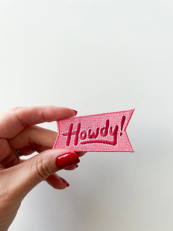 Howdy Embroidered Patch Iron-On Patch Pink Patch