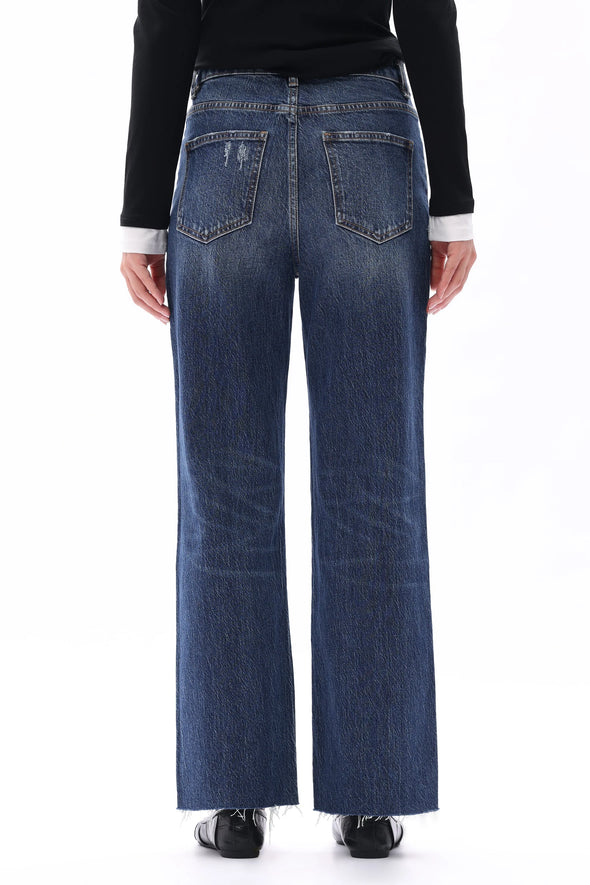 High Rise Straight Leg Jeans in Vintage Dark Blue