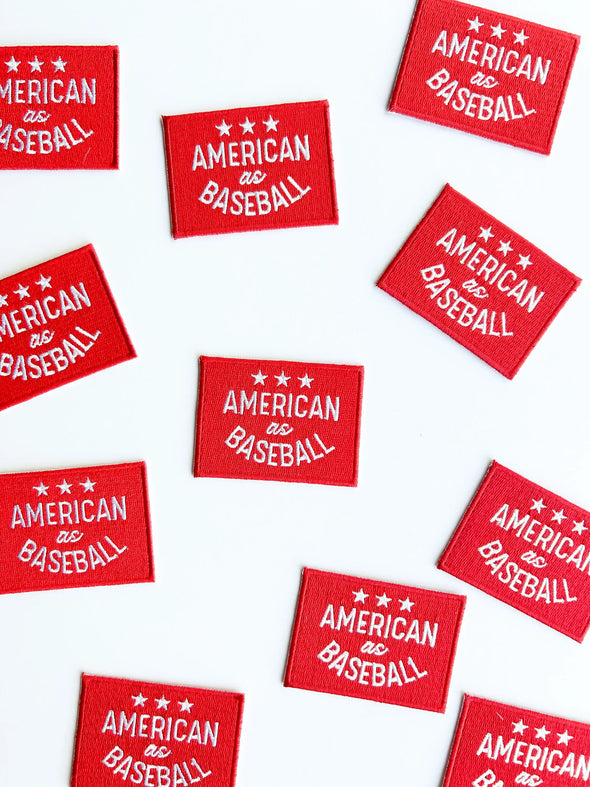 Red American as Baseball Iron-On Embroidered Patch 