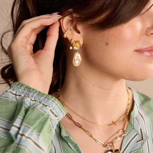 Gold Sideways Cross Necklace