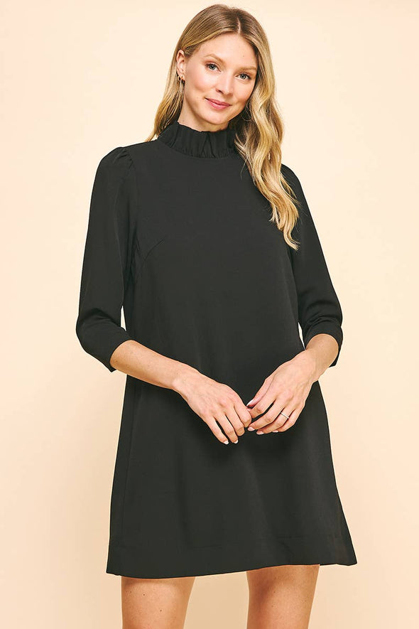 BACK NECK TIED MINI DRESS BLACK