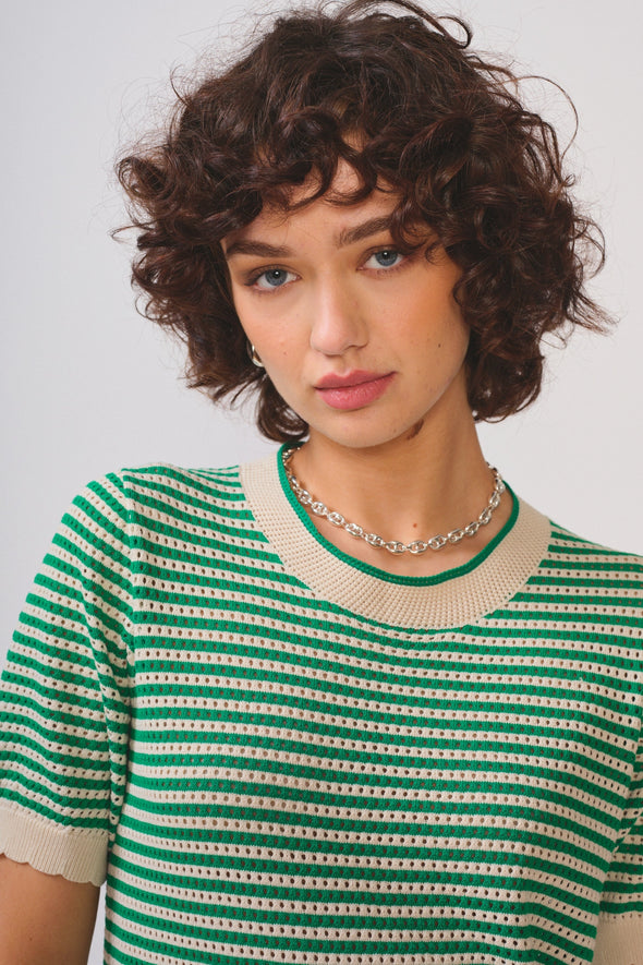 Cora Top Green Stripe