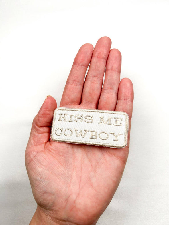 Kiss Me Cowboy Patch Embroidered Iron-On Patch Western Rodeo