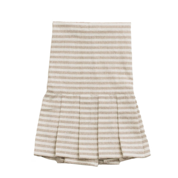 Striped Hand Towel with Ruffle, Tan - Home Decor & Gifts