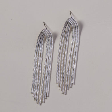 Silver Waterfall Chain Earrings