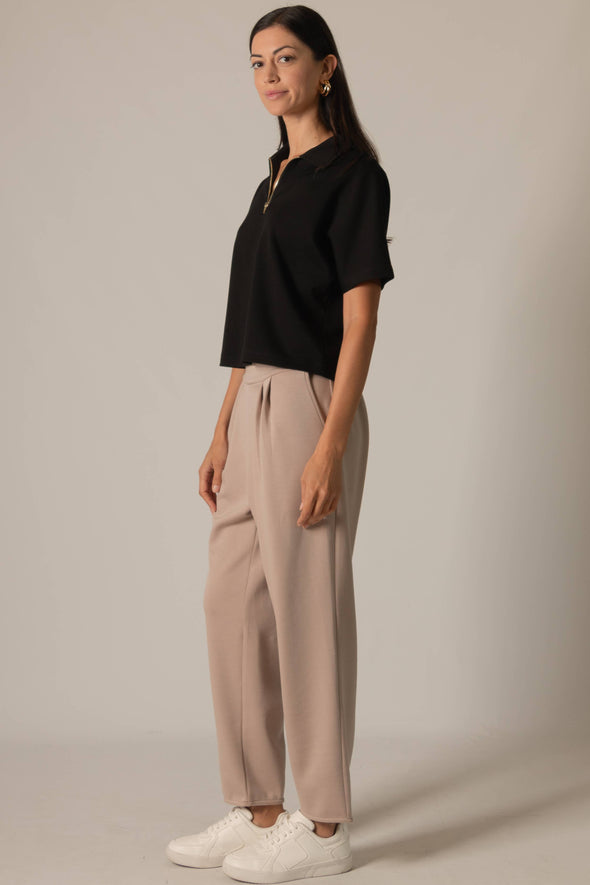 P. CILL Butter Modal Short Sleeve Quarter Zip Top