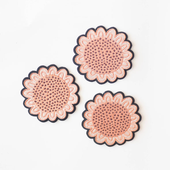 Pink Wildflower Embroidered Iron on Patch