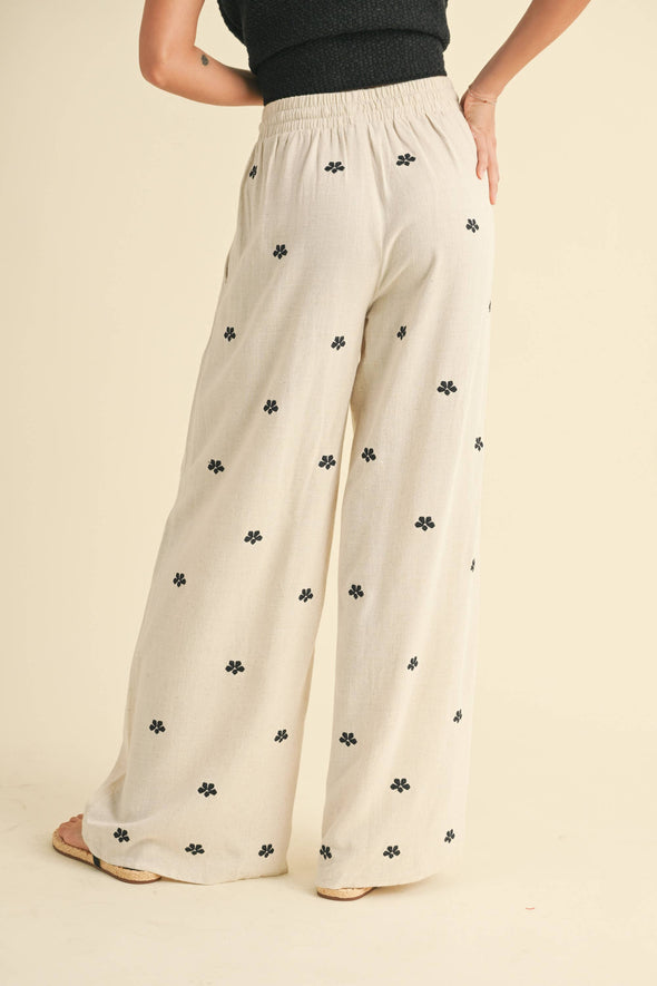 Embordered Linen Pants