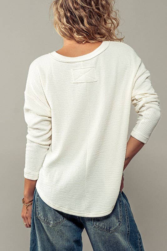 Textured Knit Henley Top