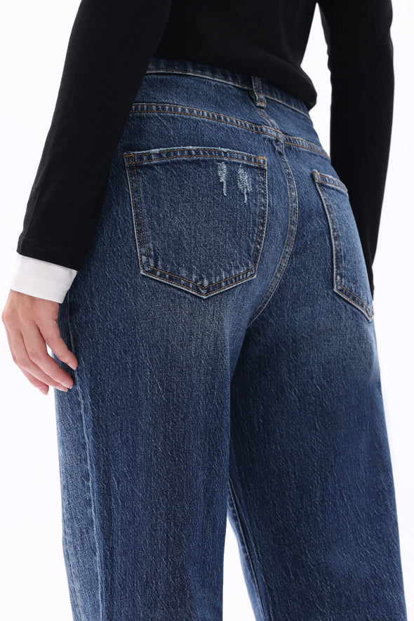 High Rise Straight Leg Jeans in Vintage Dark Blue