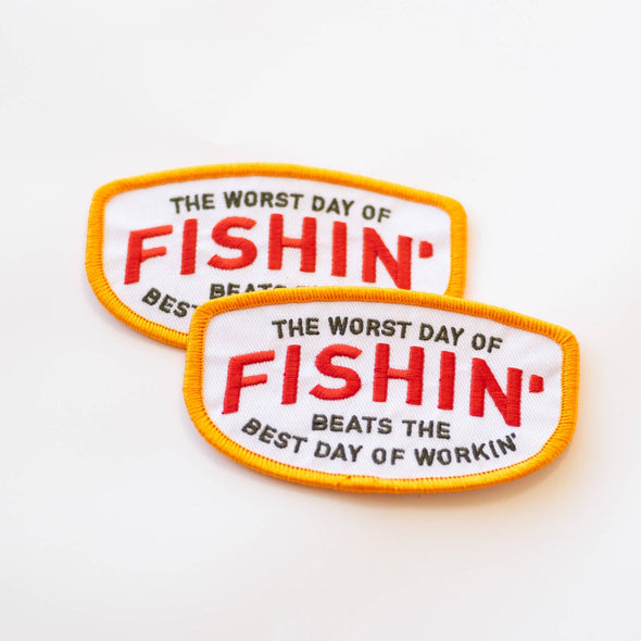 Fishin' Beats Workin' Embroidered Iron on Patch