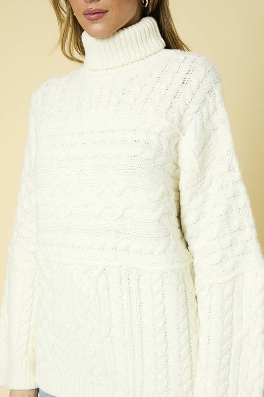 Long Sleeve Polar Neck Oversized Sweater Top