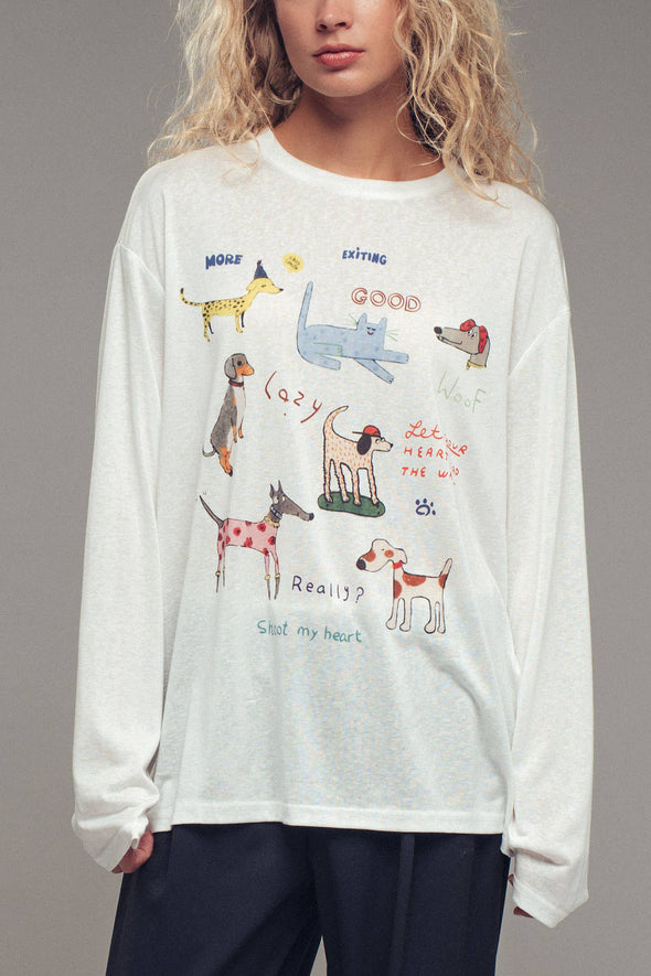 Whimsical Dog Long Sleeve Top