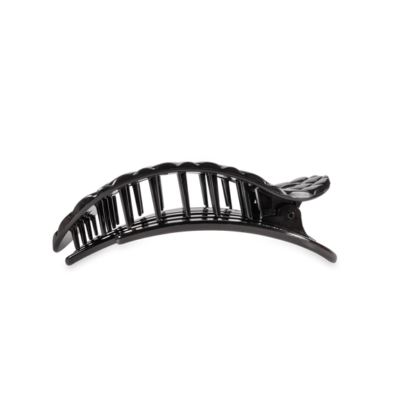 Flat Round Hair Clip | Medium | Jet Black Quilted