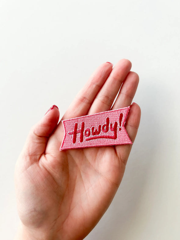 Howdy Embroidered Patch Iron-On Patch Pink Patch