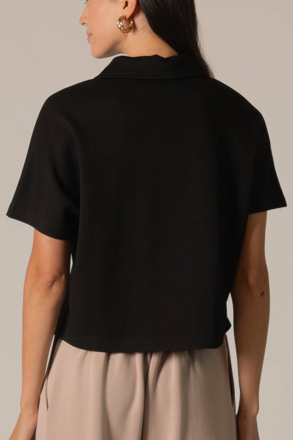 P. CILL Butter Modal Short Sleeve Quarter Zip Top