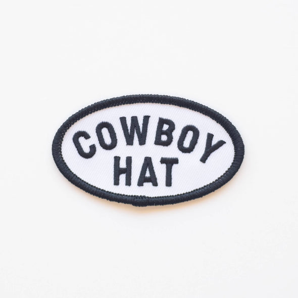 Cowboy Hat Embroidered Iron on Patch (Black+White)