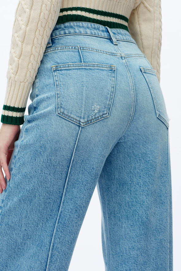 High Rise Wide Leg Jeans in Light Blue