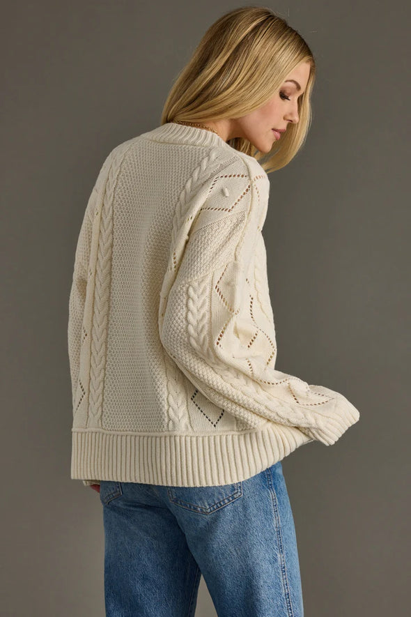 Cream Nina Button Up Cardigan