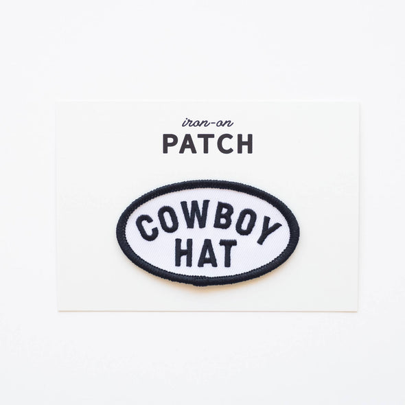 Cowboy Hat Embroidered Iron on Patch (Black+White)