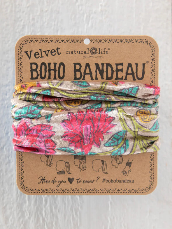 Velvet Boho Bandeau® Headband in Multicolored Lush Zinnias