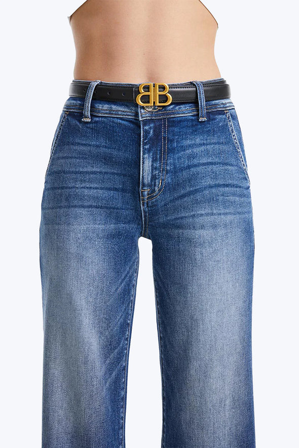 High Rise Straight Leg Jean Dark Blue