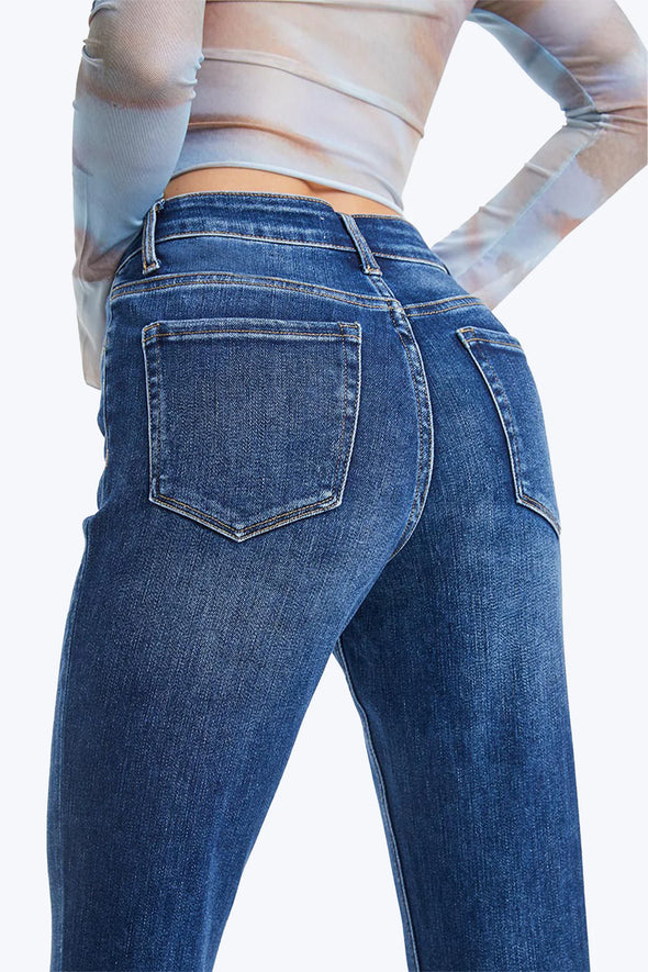 High Rise Straight Leg Jean Dark Blue