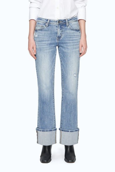Flora Mid Rise Cuffed Jean In Stellar