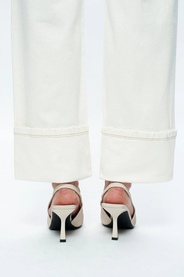 Michelle Mid Rise Straight Leg Trousers Cream