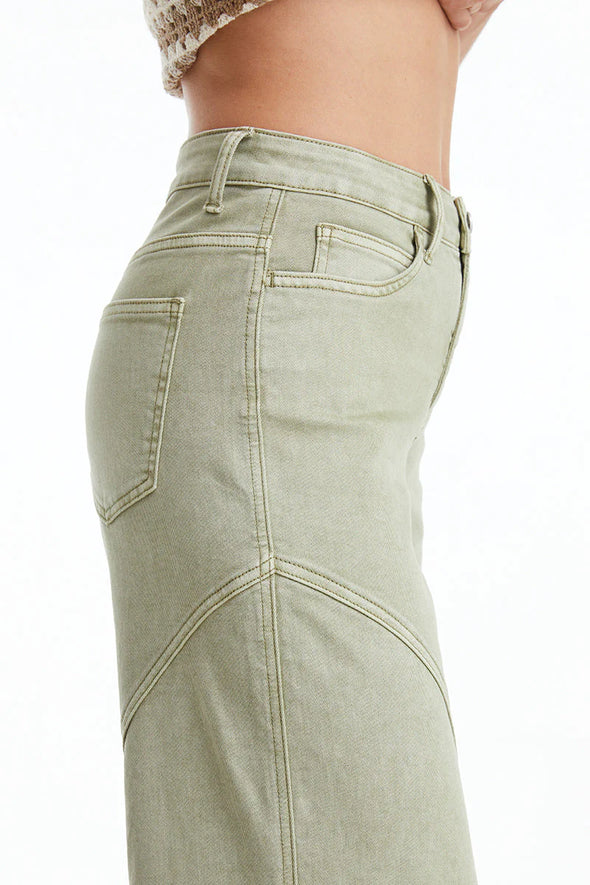High Rise Wide Leg Pants In Sage