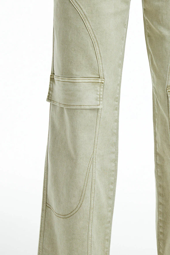 High Rise Wide Leg Pants In Sage