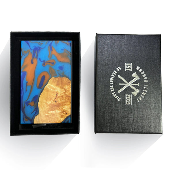 Wood & Resin Smart Pop-Up Wallets in Coffee/Dark Blue