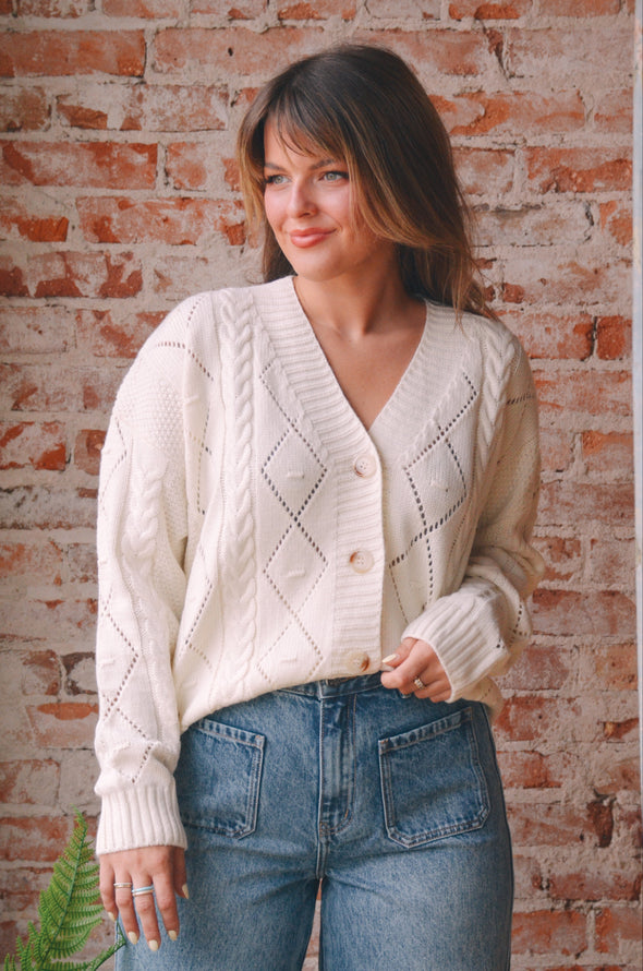 Cream Nina Button Up Cardigan