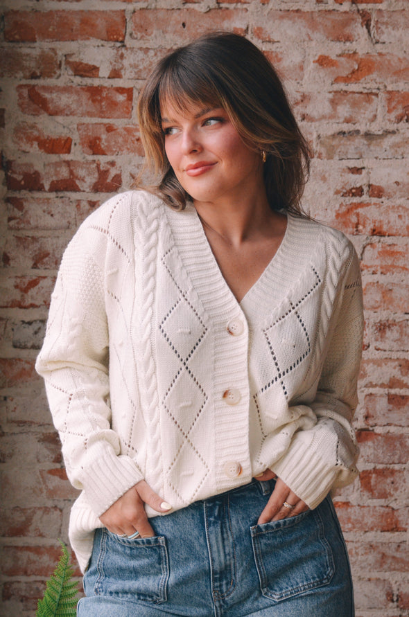 Cream Nina Button Up Cardigan