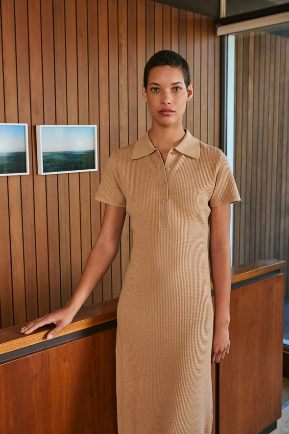 Arden Polo Dress in Tan