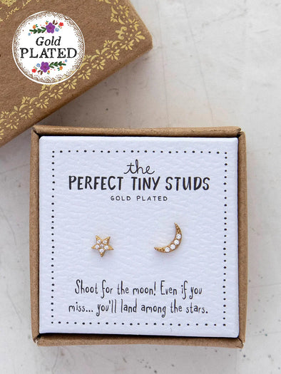 Perfect Tiny Stud Earrings Star & Moon