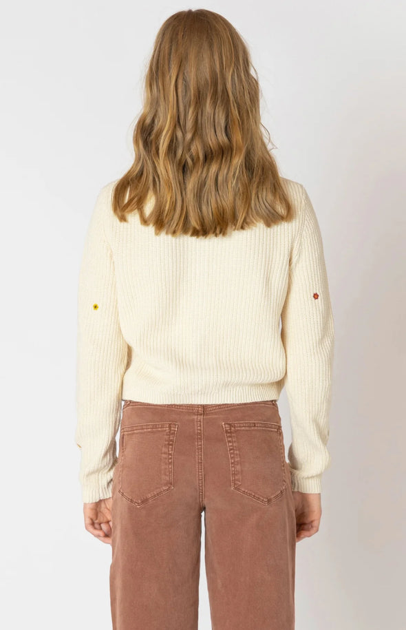 Embroidered Crewneck Cardigan