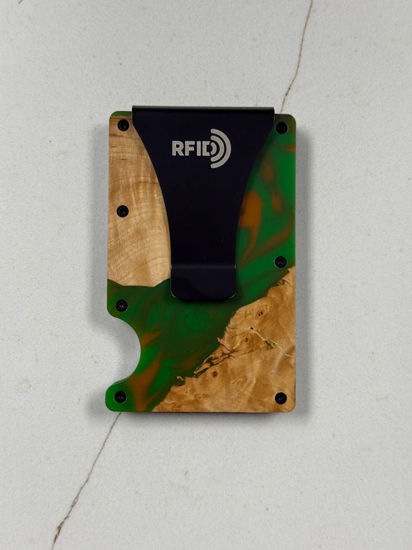 Wood/Resin Smart Wallets Green