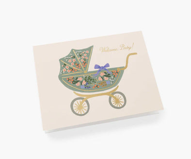 Floral Pram Greeting Card