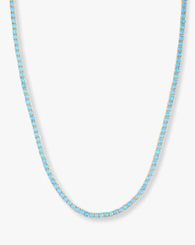 Grand Heiress Blue Opal Tennis Necklace 16"