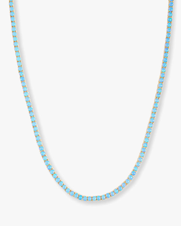 Grand Heiress Blue Opal Tennis Necklace 16"