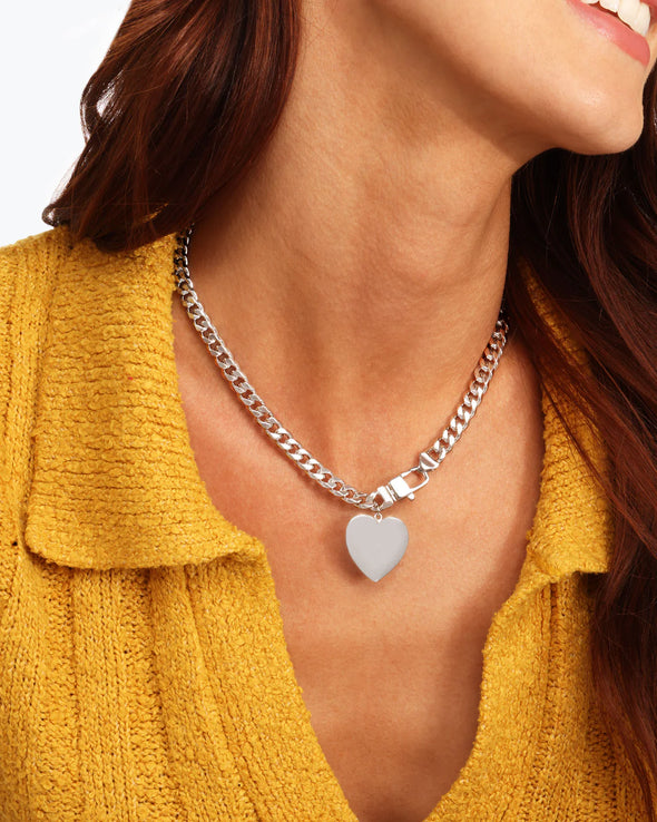 Silver Julian XL Heart Cuban Chain Necklace