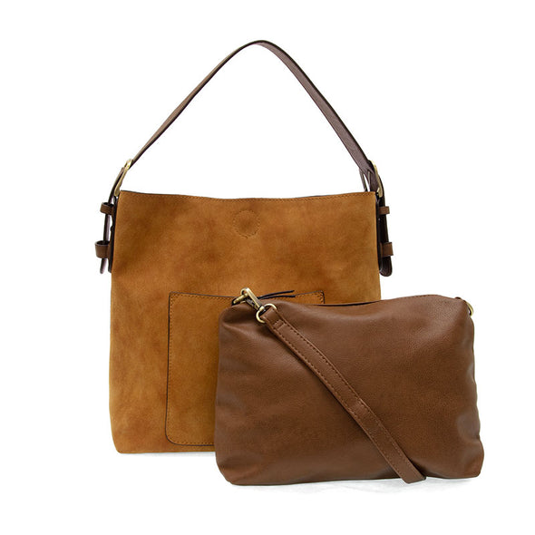 Toffee Rich Faux Suede Hobo Handbag